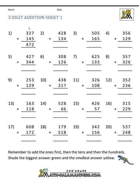 Adding 3 Digit Numbers Without Regrouping