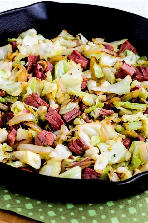 Add the other ingredients except the cabbage and bring very slowly to a boil with the. Low-Carb Fried Cabbage with Corned Beef - Kalyn's Kitchen