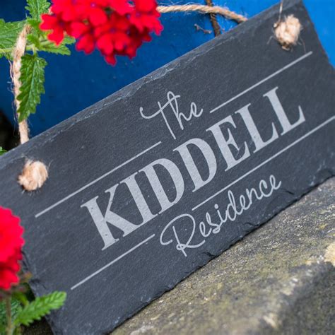 Personalised Hanging Slate Sign The Residence Of Uk