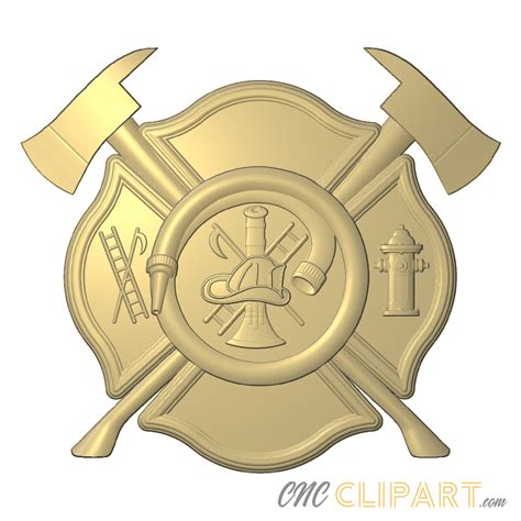 Firefighter Badge 3d Relief Model Cnc Clipart