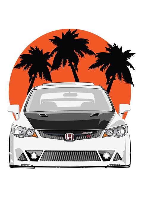 Honda Civic Typer Mugen Illustrator Beach Honda Civic Honda Sports