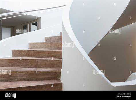Modern Luxury Spiral Staircase In Home Showcase Interior Stock Photo