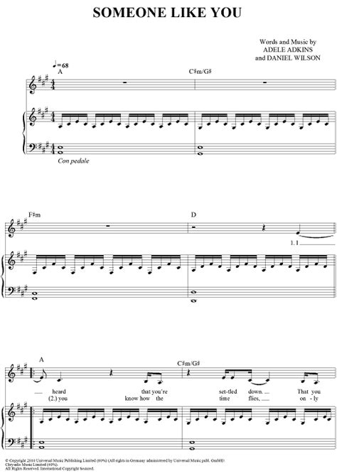 Chord dasar kunci gitar & lirik lagu ©chordtela.com. Buy "Someone Like You" Sheet Music by Adele for Piano ...