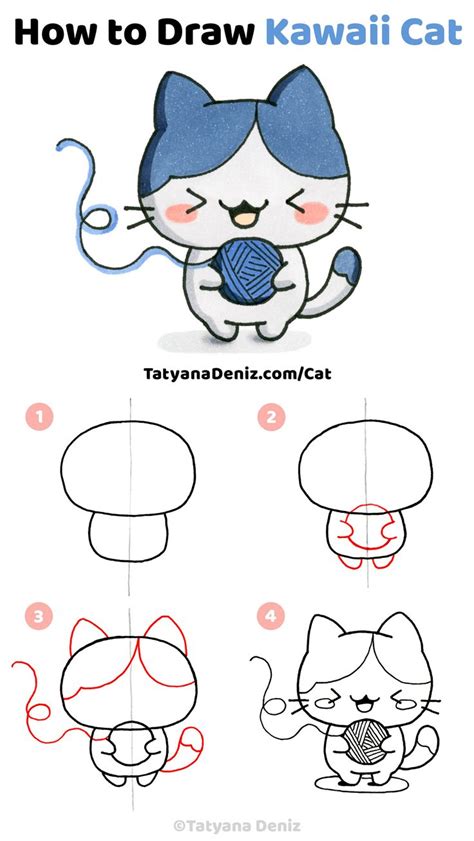How To Draw Kawaii Cat Step By Step Drawing Tutorial