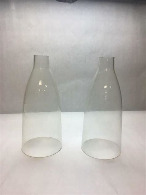 Vintage Set Of 2 Clear Glass Handmade Hurricane Chimney Candle Covers