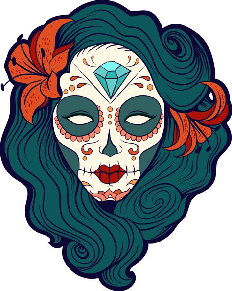 Download Safflower United Skull Calavera Sticker Makeup Dead Clipart png image