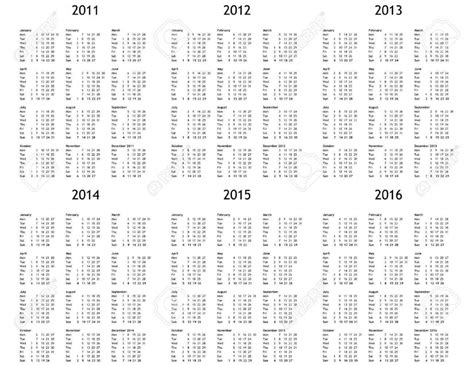 10 Year Calander Calendar Template 2021