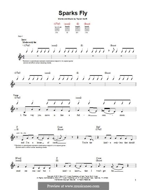 Sparks Fly By T Swift Sheet Music On Musicaneo