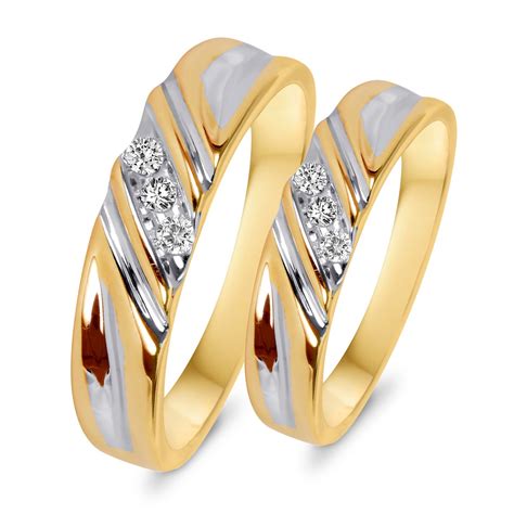 Diamond white diamond fine jewellery. 1/10 CT. T.W. Diamond His And Hers Wedding Rings 10K ...
