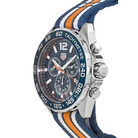 Tag Heuer Formula 1 Quartz Chronograph Blue Dial Striped Nato Strap Men