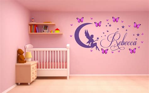 Personalised Name Fairy And 3d Butterflies Matt Vinyl Wall Art Etsy Uk