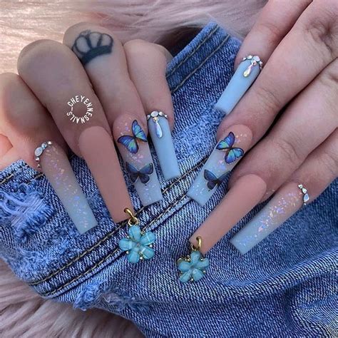 Instagram Blue Coffin Nails Blue Acrylic Nails Bling Acrylic Nails