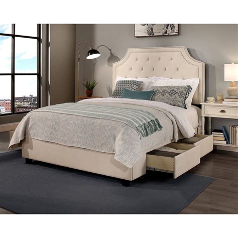 Republic Design House Audrey Tufted Ivory King Size Storage Bed With