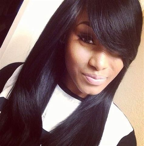 Long Straight Weave Hairstyles With Side Bangs Best Hairstyles For