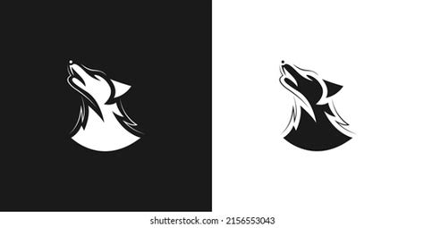Silhouette Illustration Howling Wolf Logo Design Stock Vector Royalty