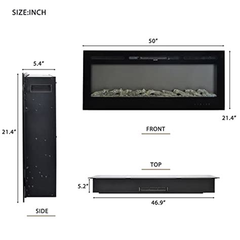 Hootata 50 Inch Electric Fireplace Wall Mounted Recessed Fireplace