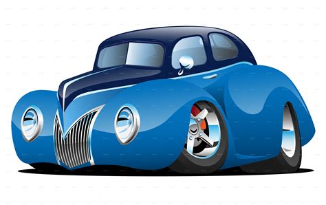Classic Street Rod Coupe Custom Car Cartoon Vector Illustration By