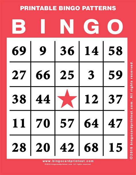 Printable Bingo Patterns