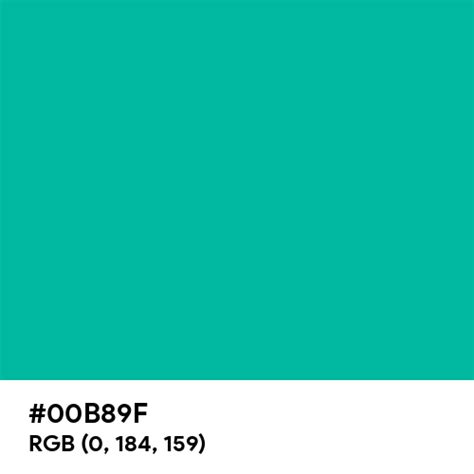 Aqua Green Pantone Color Hex Code Is 00b89f