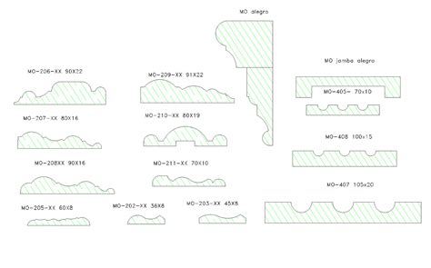 Section Of Wooden Mouldings Plan Detail Dwg File Cadbull