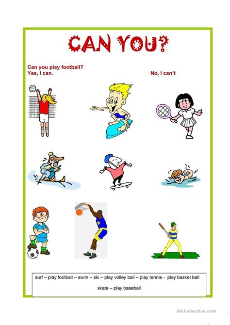Modals Can You Sports English Esl Worksheets Sports
