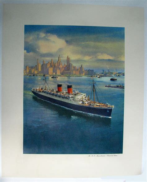 1950s Cunard Ocean Liner Mauretania Vintage Poster Age C 1950s
