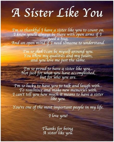 Personalised A Sister Like You Poem Birthday Christmas T Present