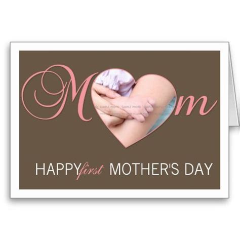 first mother s day photo heart new mom pink brown card first mothers day mother