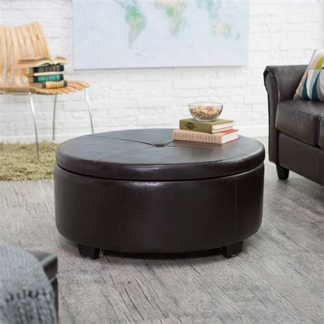 Its bottom can be used as a convenient shelf. 36 Top Brown Leather Ottoman Coffee Tables
