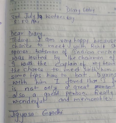 Write A Diary Entry Of Any Six Memorable Days Of Your Summer Vacation