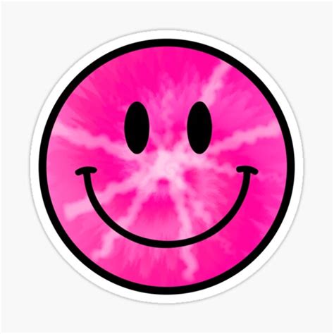 Tie Dye Happy Face Pink Smiley Face Pink Tie Die Classic Sticker For
