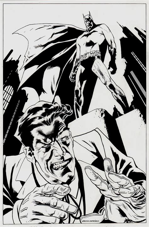 Original Art Batman Joker Pinup With Backgrounds By Comic Artists