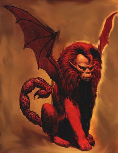 Manticore Persian Myth A Man Faced Lion Beast It Had Bat Like Wings