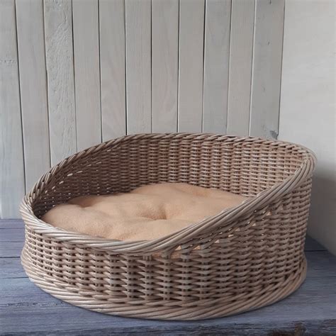 Wicker Dog Bed Modern Pet Bed With Mat Personalized Small Dog Etsy In