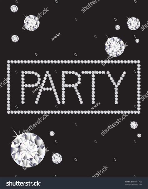 Word Party Written Diamonds Space Text Stock Vector