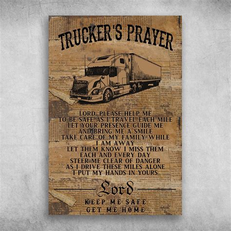 Truckers Prayer Lord Keep Me Safe Get Me Home Poster Canvas Art Hoodie