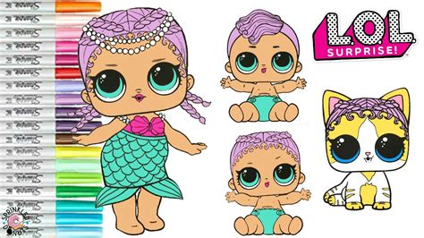 Lol doll coloring pages printable. LOL Surprise Dolls Coloring Book Page Mer Family Merbaby ...