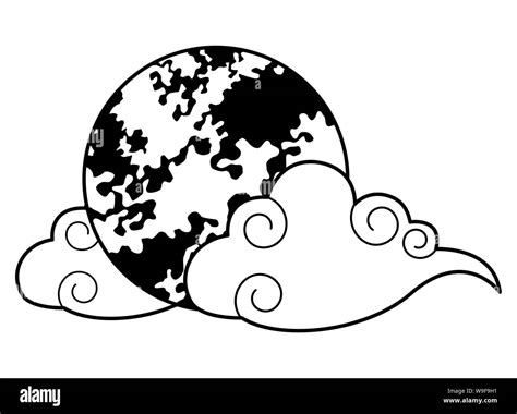Full Moon Cartoon Isolated Symbol In Black And White Stock Vector Image