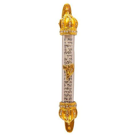Home And Kitchen Mezuzahs Gold Plated Royal Cz Gemstone Crown Mezuzah And