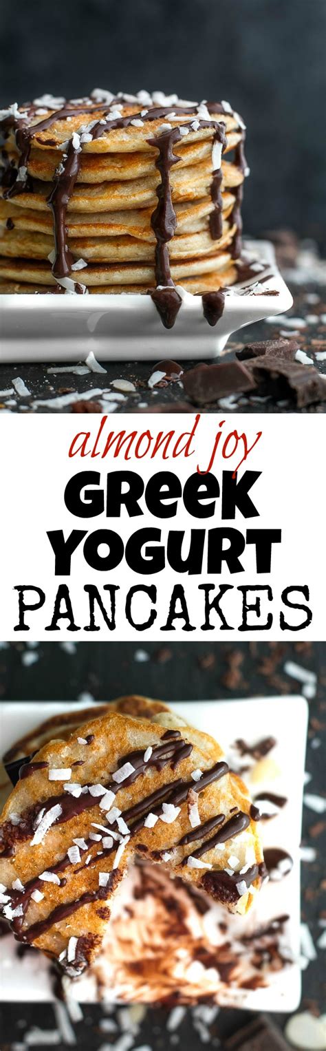 It's very easy to work with and it adds a wonderful creaminess to baked goods. Almond Joy Greek Yogurt Pancakes | running with spoons