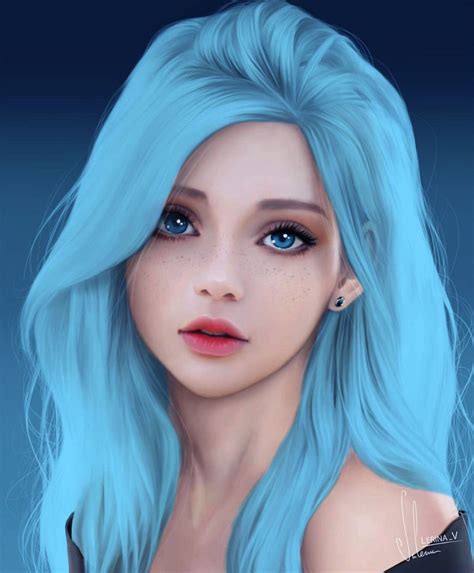 Girls Cartoon Art Anime Art Girl Pop Art Images Blue Haired Girl