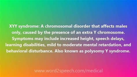 Xyy Syndrome Medical Meaning And Pronunciation Youtube