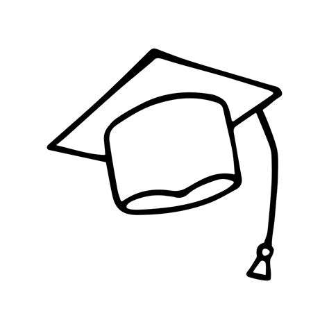Square Academic Cap In Doodle Style Graduation Cap Hand Drawn Icon