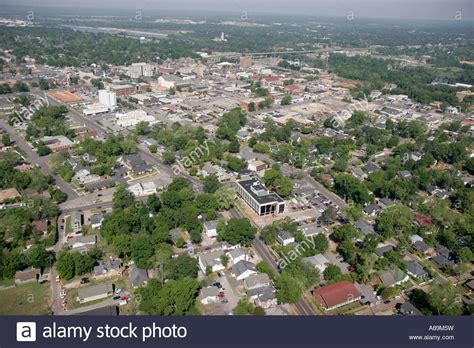 Tuscaloosa Alabama Downtown Aerial Black Warrior River Stock Photo