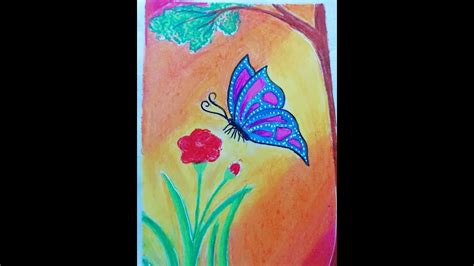 Beautiful Butterfly Drawing Using Oil Pastels Youtube