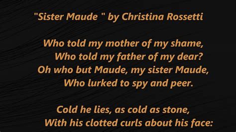 Sister Maude Poem Christina Rossetti Lyrics Words Verse Text Poet