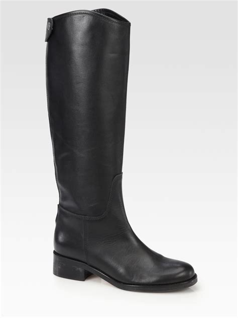 Hunter Leather Kneehigh Riding Boots In Black Lyst