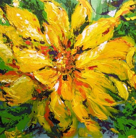 Abstract Sunflower Painting By Lori Ippolito