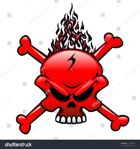 Red Fire Skull Clip Art Tattoo Stock Illustration