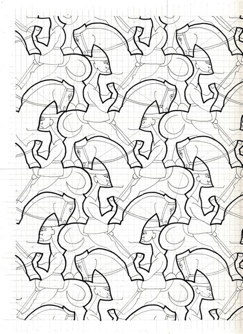 Escher Tessellations Coloring Pages Sketch Coloring Page Escher